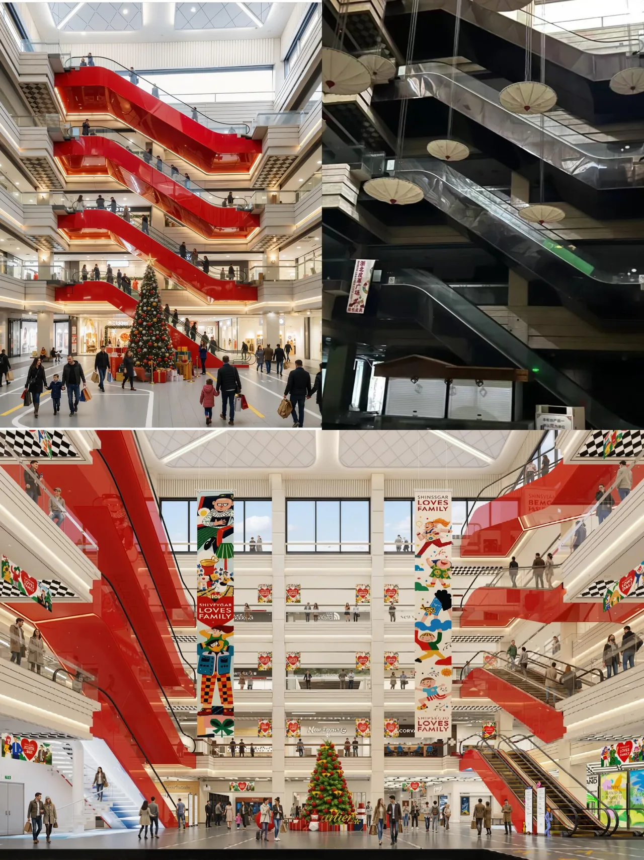 浙北皮革城商业改造 中庭改造前后对比